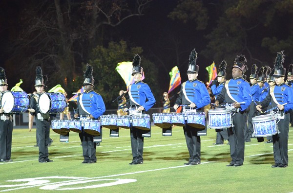 The band performs during halftime.
